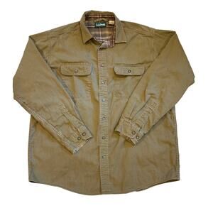 LL Bean Hurricane Shirt Mens Sz Large Green Shacket Fleece Lined Made in Canada